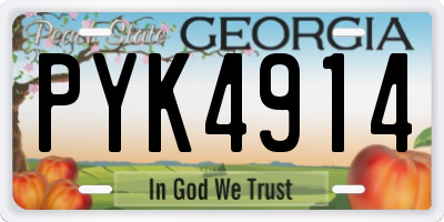 GA license plate PYK4914