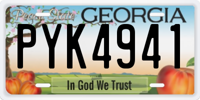 GA license plate PYK4941