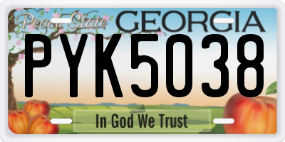 GA license plate PYK5038