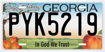 GA license plate PYK5219