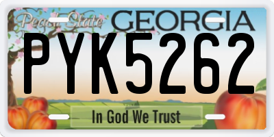 GA license plate PYK5262