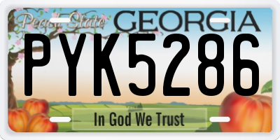 GA license plate PYK5286