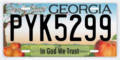 GA license plate PYK5299