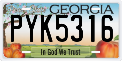 GA license plate PYK5316