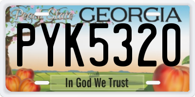 GA license plate PYK5320