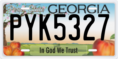 GA license plate PYK5327