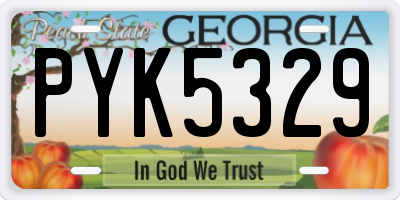 GA license plate PYK5329