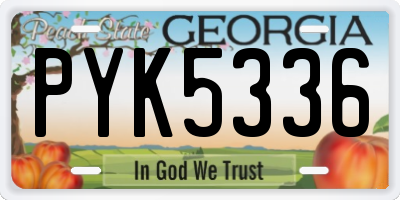 GA license plate PYK5336
