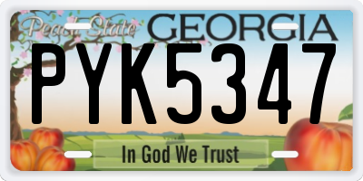 GA license plate PYK5347