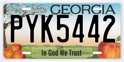 GA license plate PYK5442