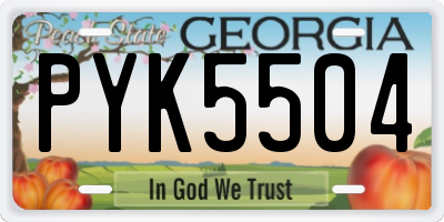 GA license plate PYK5504