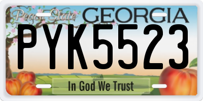 GA license plate PYK5523