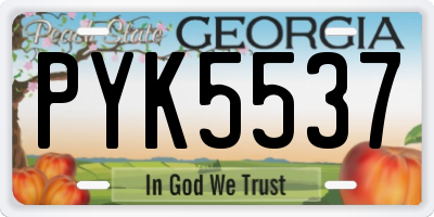 GA license plate PYK5537