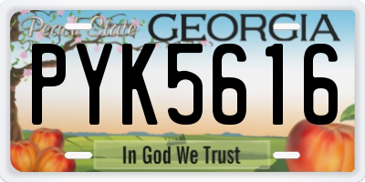 GA license plate PYK5616