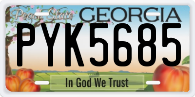GA license plate PYK5685
