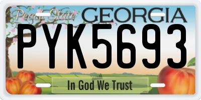 GA license plate PYK5693