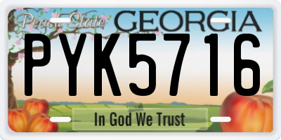 GA license plate PYK5716