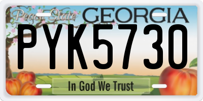 GA license plate PYK5730