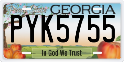 GA license plate PYK5755