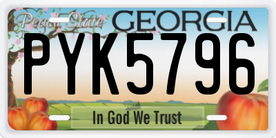 GA license plate PYK5796