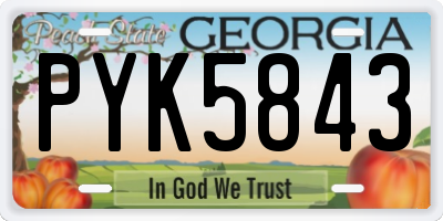 GA license plate PYK5843