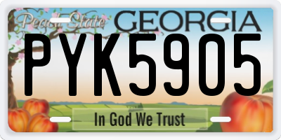 GA license plate PYK5905