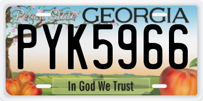 GA license plate PYK5966