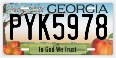 GA license plate PYK5978