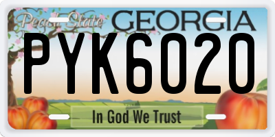 GA license plate PYK6020