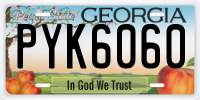 GA license plate PYK6060