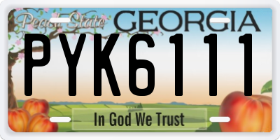 GA license plate PYK6111