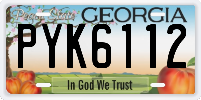 GA license plate PYK6112