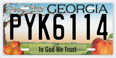 GA license plate PYK6114
