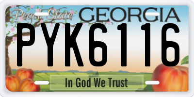 GA license plate PYK6116