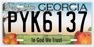 GA license plate PYK6137
