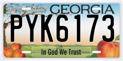 GA license plate PYK6173
