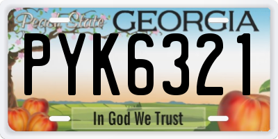 GA license plate PYK6321