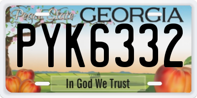 GA license plate PYK6332