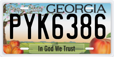GA license plate PYK6386