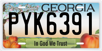 GA license plate PYK6391