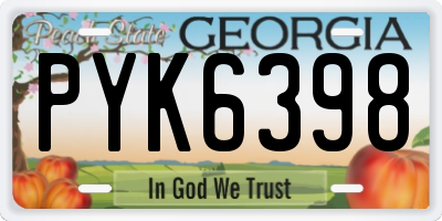 GA license plate PYK6398