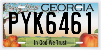 GA license plate PYK6461