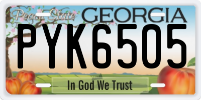 GA license plate PYK6505