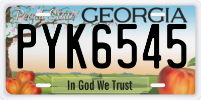 GA license plate PYK6545