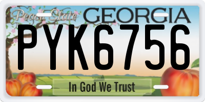 GA license plate PYK6756