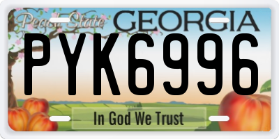 GA license plate PYK6996