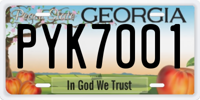 GA license plate PYK7001