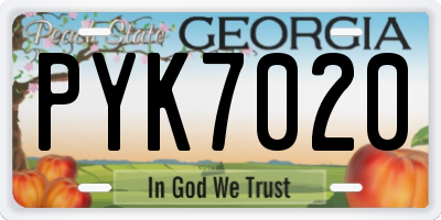 GA license plate PYK7020