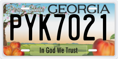 GA license plate PYK7021