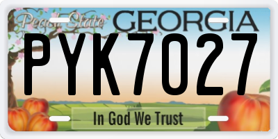 GA license plate PYK7027